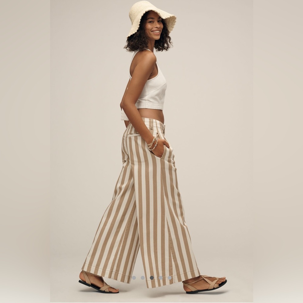 NWT Anthropologie Maeve High-Rise Wide-Leg Striped Jeans 30 - Picture 3 of 12